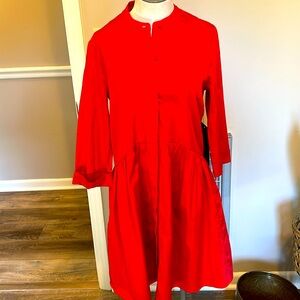 Tuckernuck Women's Poppy red Cotton Poplin Royal Shirt Dress Mini sz Xs NWT